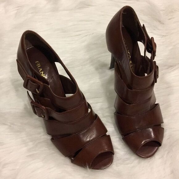 Franco Sarto Peep Toe Strappy Buckled Sandals 6M - Picture 1 of 6